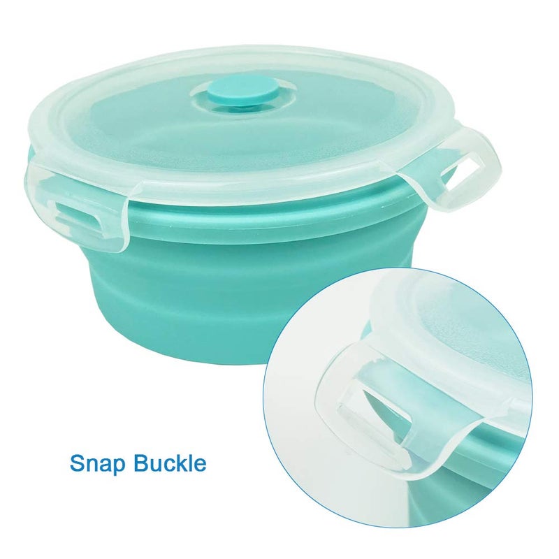 CARTINTS Collapsible Bowl Silicone Collapsible Container Food Storage Containers Collapsible Camping Bowl for Travel Camping Hiking with Airtight Plastic Lids and 2Pack Silicone Dish Sponges- Blue, 800ml - Image 5